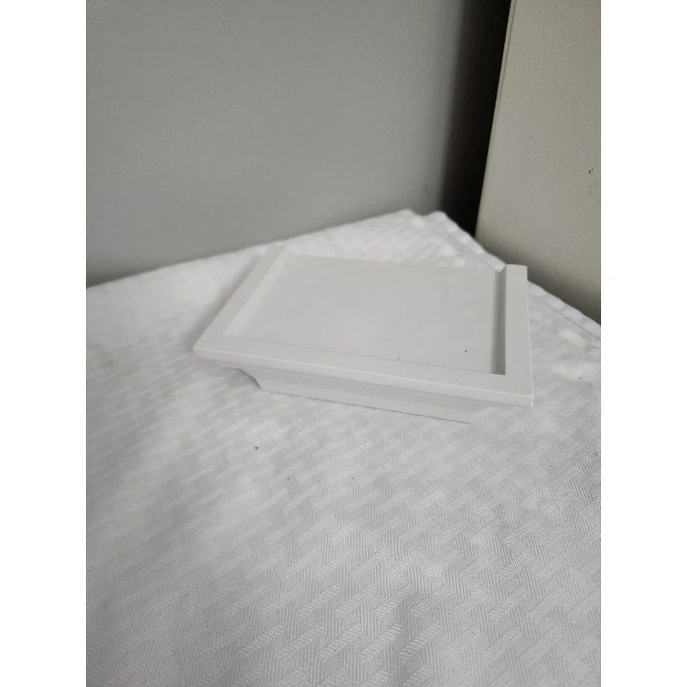 Small White Floating Wall Shelf Recessed Display Ledge with Keyhole Hangers